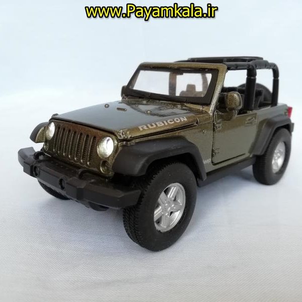 (موزیکال-چراغدار) ماشین فلزی عقب کش اسباب بازی جیپ (JEEP RUBICON WRANGLER BY MZ) سبز