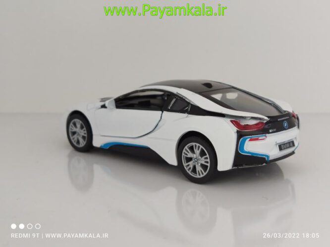 ماکت ماشین اسباب بازی ب ام و I8 سفید (BMW I8 BY KINSMART)