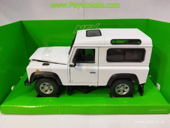 ماکت فلزی ماشین اسباب بازی لندروردیفندر (Land Rover Defender) بزرگ 1:24 ساخت WELLY سفید