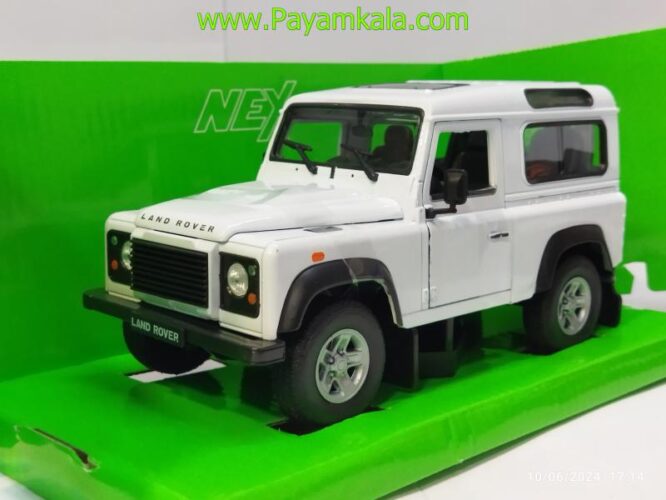 ماکت فلزی ماشین اسباب بازی لندروردیفندر (Land Rover Defender) بزرگ 1:24 ساخت WELLY سفید