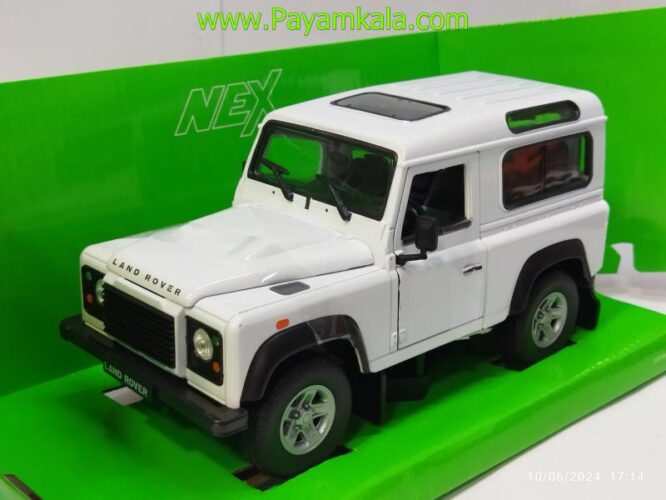 ماکت فلزی ماشین اسباب بازی لندروردیفندر (Land Rover Defender) بزرگ 1:24 ساخت WELLY سفید