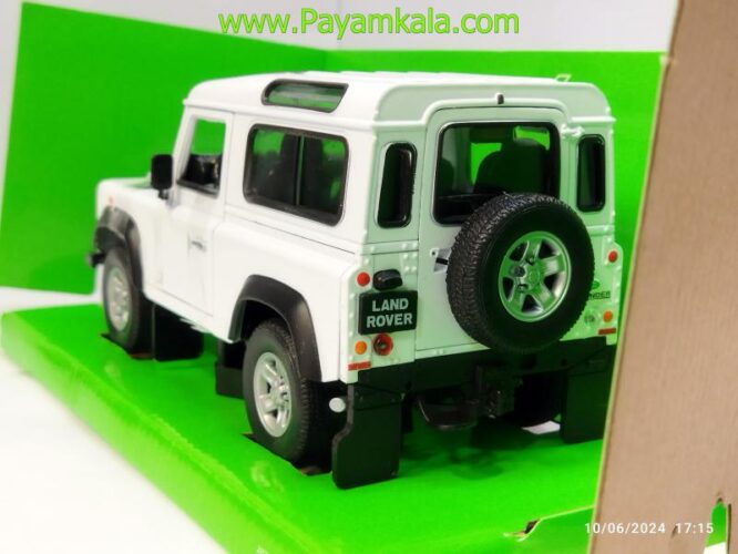 ماکت فلزی ماشین اسباب بازی لندروردیفندر (Land Rover Defender) بزرگ 1:24 ساخت WELLY سفید