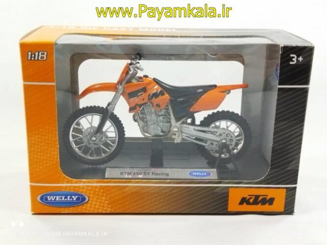 ماکت فلزی موتورسیکلت کی تی ام (KTM 450 SX RACING BY WELLY)(1/18)