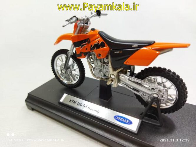 ماکت فلزی موتورسیکلت کی تی ام (KTM 450 SX RACING BY WELLY)(1/18)