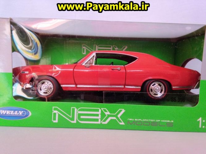 ماکت فلزی ماشین اسباب بازی شورلت (1968 Chevrolet Chevelle SS) بزرگ 1:24 ساخت WELLY جزییات 100 درصد