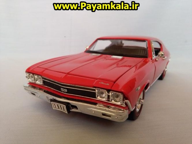 ماکت فلزی ماشین اسباب بازی شورلت (1968 Chevrolet Chevelle SS) بزرگ 1:24 ساخت WELLY جزییات 100 درصد