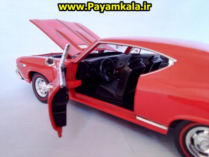 ماکت فلزی ماشین اسباب بازی شورلت (1968 Chevrolet Chevelle SS) بزرگ 1:24 ساخت WELLY جزییات 100 درصد