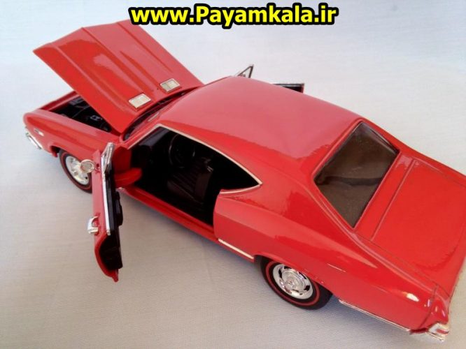 ماکت فلزی ماشین اسباب بازی شورلت (1968 Chevrolet Chevelle SS) بزرگ 1:24 ساخت WELLY جزییات 100 درصد