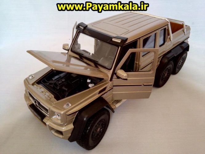 ماکت فلزی اسباب بازی مرسدس بنز بزرگ (1:24)(MERCEDES-BENZ G63 AMG 6X6) ساخت WELLY بژ جزییات 100 درصد