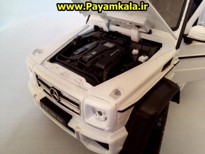 ماکت فلزی اسباب بازی مرسدس بنز بزرگ (1:24)(MERCEDES-BENZ G63 AMG 6X6) ساخت WELLY سفید جزییات 100 درصد