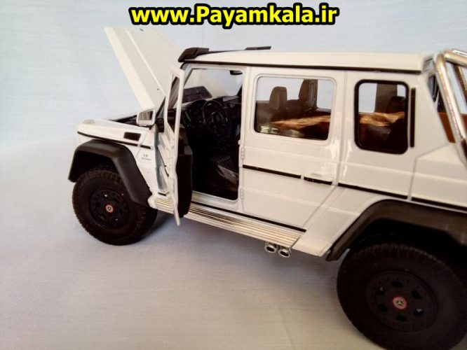 ماکت فلزی اسباب بازی مرسدس بنز بزرگ (1:24)(MERCEDES-BENZ G63 AMG 6X6) ساخت WELLY سفید جزییات 100 درصد