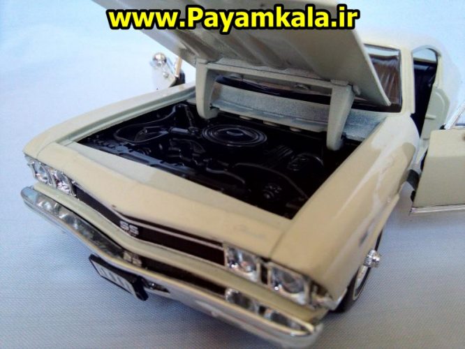 ماکت فلزی ماشین اسباب بازی شورلت (1968 Chevrolet Chevelle SS) بزرگ 1:24 ساخت WELLY کرم