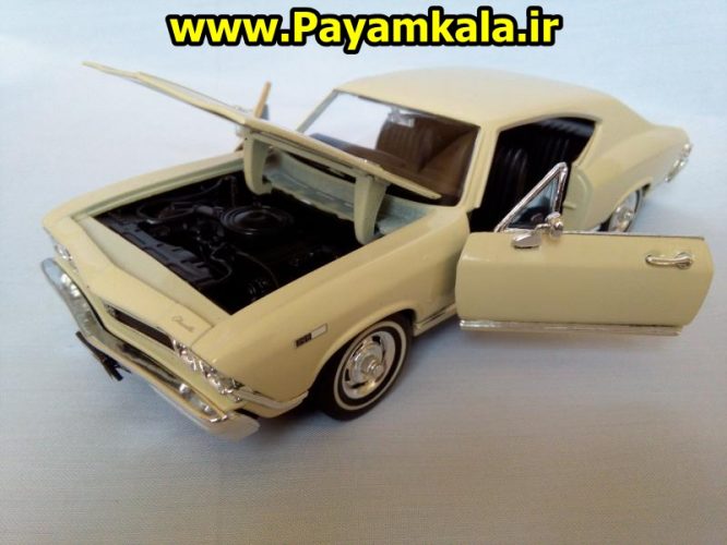 ماکت فلزی ماشین اسباب بازی شورلت (1968 Chevrolet Chevelle SS) بزرگ 1:24 ساخت WELLY کرم