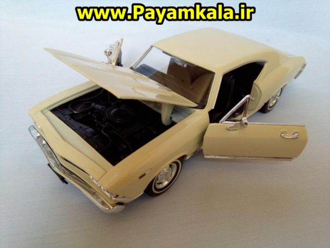 ماکت فلزی ماشین اسباب بازی شورلت (1968 Chevrolet Chevelle SS) بزرگ 1:24 ساخت WELLY کرم