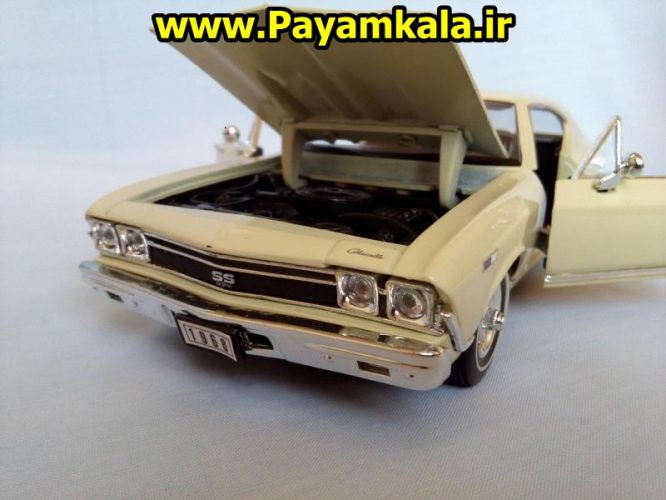 ماکت فلزی ماشین اسباب بازی شورلت (1968 Chevrolet Chevelle SS) بزرگ 1:24 ساخت WELLY کرم