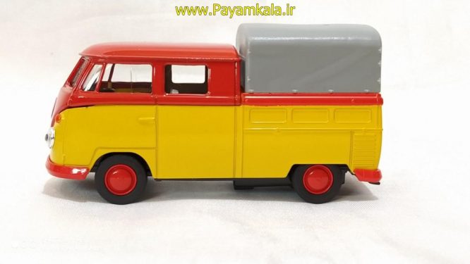 وانت فولکس دوکابین چادردار (VW T1 DOUBLE CABIN PICK UP BY WELLY) زرد (1:32)