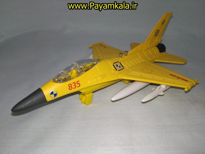 هواپیما جنگنده F-16 صدادار-چراغدار فلزی دربازشو عقب کش طرح 06