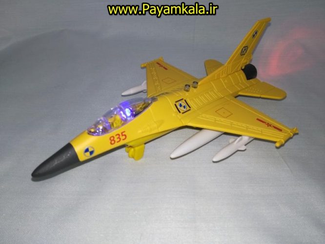 هواپیما جنگنده F-16 صدادار-چراغدار فلزی دربازشو عقب کش طرح 06