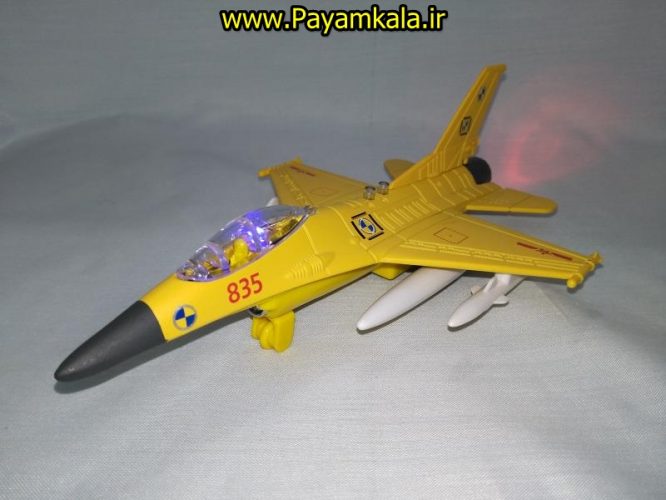 هواپیما جنگنده F-16 صدادار-چراغدار فلزی دربازشو عقب کش طرح 06