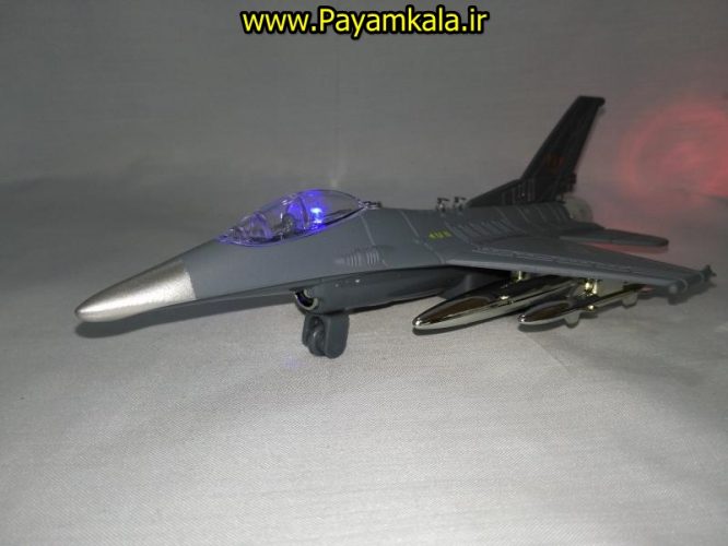 هواپیما جنگنده F-16 صدادار-چراغدار فلزی دربازشو عقب کش طرح 08