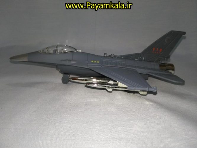 هواپیما جنگنده F-16 صدادار-چراغدار فلزی دربازشو عقب کش طرح 08