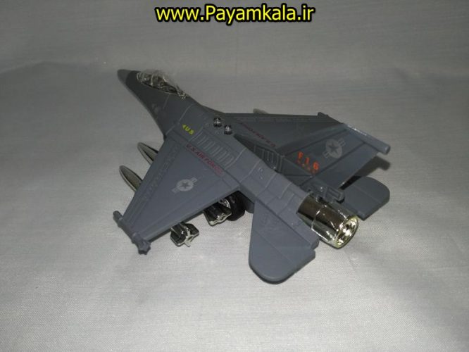 هواپیما جنگنده F-16 صدادار-چراغدار فلزی دربازشو عقب کش طرح 08