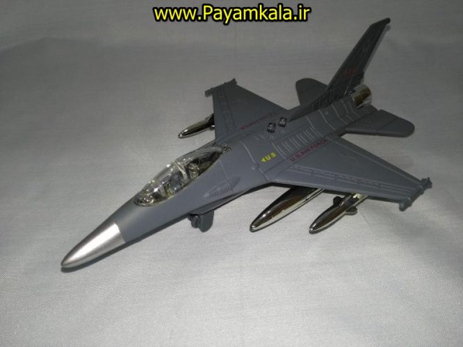 هواپیما جنگنده F-16 صدادار-چراغدار فلزی دربازشو عقب کش طرح 08