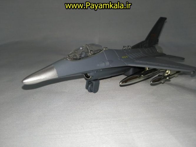 هواپیما جنگنده F-16 صدادار-چراغدار فلزی دربازشو عقب کش طرح 08