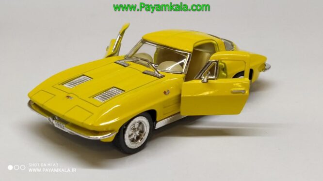 ماشین اسباب بازی کروت (CORVETTE 1963 STING RAY BY KINSMART) زرد