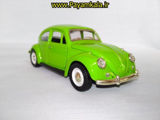 (در کاپوت بازشو) ماکت فلزی ماشین فولکس سبز (Volkswagen Classical Beetle)