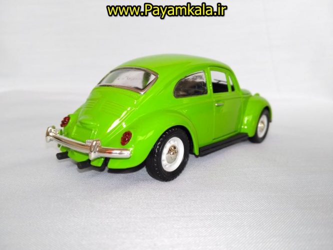 (در کاپوت بازشو) ماکت فلزی ماشین فولکس سبز (Volkswagen Classical Beetle)