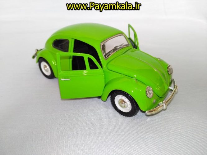 (در کاپوت بازشو) ماکت فلزی ماشین فولکس سبز (Volkswagen Classical Beetle)