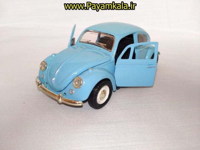 (در کاپوت بازشو) ماکت فلزی ماشین فولکس سبز (Volkswagen Classical Beetle)