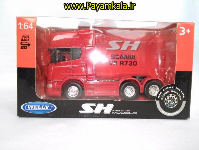 ماکت تریلی اسکانیا (SCANIA V8 R730) سایز 1:64 ساخت WELLY