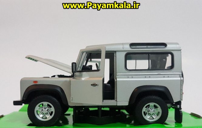 ماکت فلزی ماشین اسباب بازی لندروردیفندر (Land Rover Defender) بزرگ 1:24 ساخت WELLY نقره ای