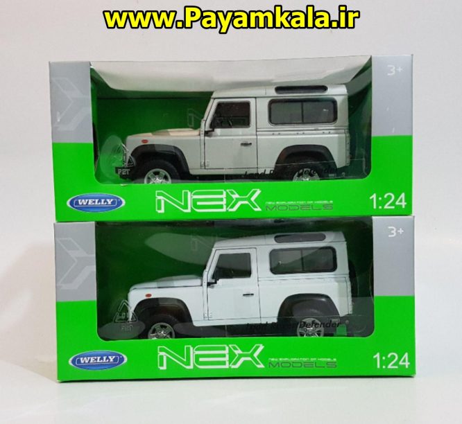 ماکت فلزی ماشین اسباب بازی لندروردیفندر (Land Rover Defender) بزرگ 1:24 ساخت WELLY نقره ای