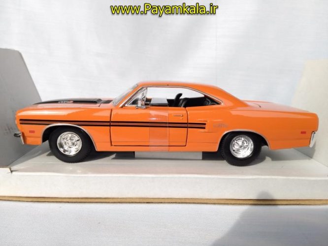 ماکت فلزی ماشین اسباب بازی پلیموت بزرگ سایز (1:24) رنگ نارنجی (PLYMOUTH GTX 1970 BY MAISTO)