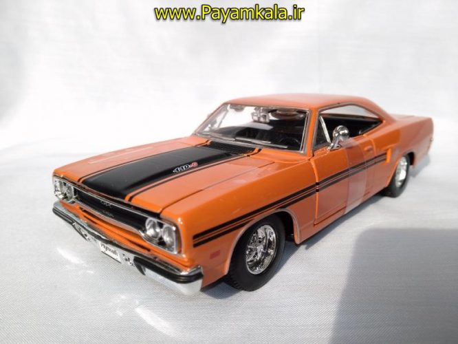 ماکت فلزی ماشین اسباب بازی پلیموت بزرگ سایز (1:24) رنگ نارنجی (PLYMOUTH GTX 1970 BY MAISTO)