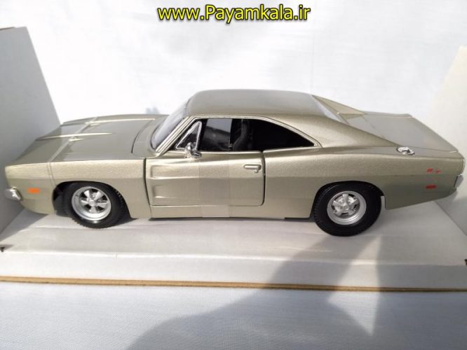 ماکت فلزی ماشین اسباب بازی دوج چارجر بزرگ سایز (1:24) رنگ بژ (DODGE 1969 CHARGER RT BY MAISTO)