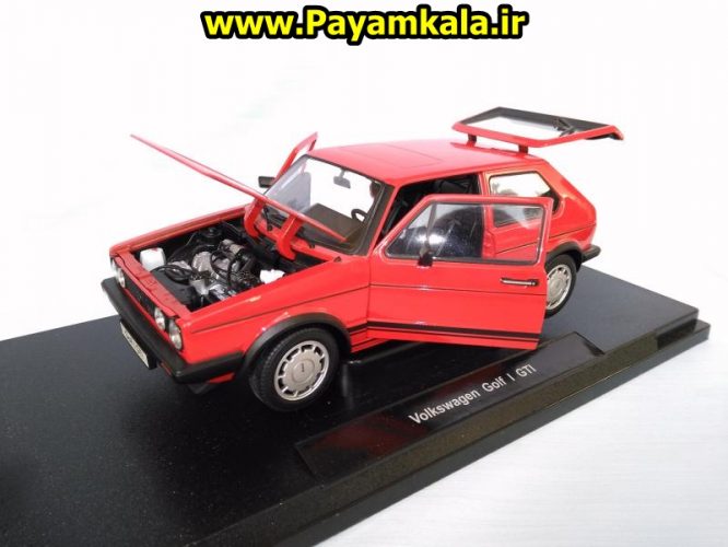 ماکت فلزی فولکس واگن گلف بزرگ (1:18) (VOLKSWAGEN GOLF I GTI BY WELLY) رنگ قرمز