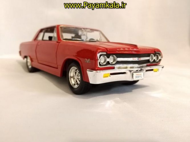 ماکت فلزی ماشین اسباب بازی شورلت مالیبو بزرگ سایز (1:24) رنگ قرمز (1965 CHEVROLET MALIBU SS BY MAISTO)