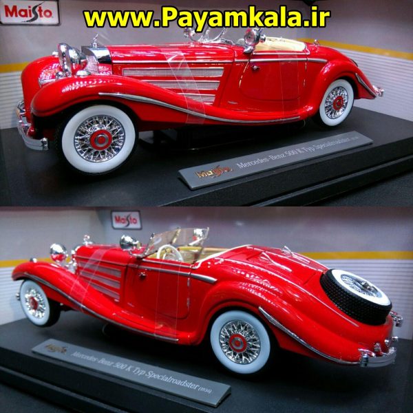 ماکت مرسدس بنز بزرگ (1:18) سفید مایستو (MERCEDES-BENZ 500K TYP SPECIALROADSTER 1936)