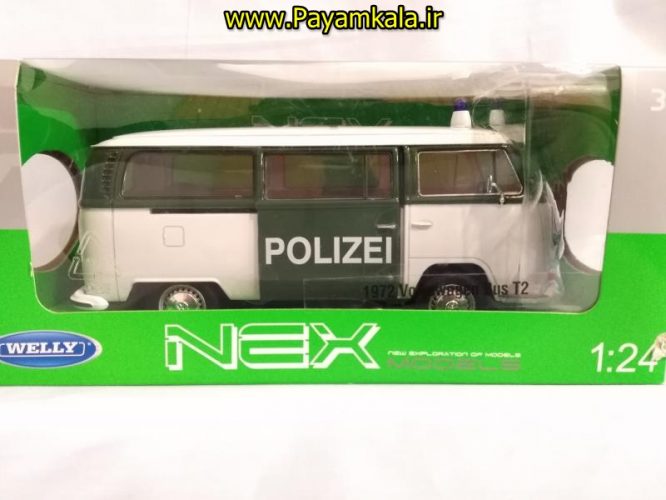 فولکس استیشن بزرگ (1:24) (POLIZEI VOLKSWAGEN1972 BUS T2 WELLY)