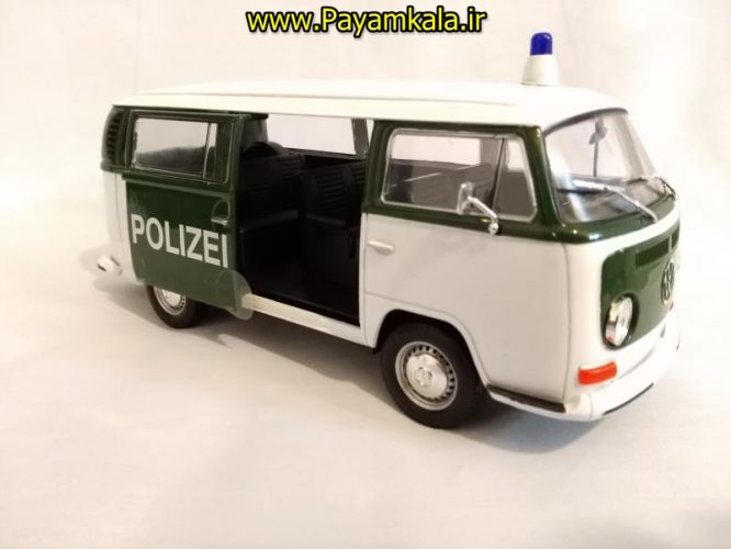 فولکس استیشن بزرگ (1:24) (POLIZEI VOLKSWAGEN1972 BUS T2 WELLY)