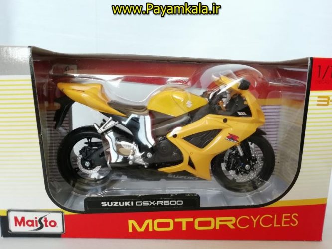 (سایز بزرگ) ماکت فلزی موتورسیکلت سوزوکی (SUZUKI GSX-R600 BY MAISTO)(1/12)