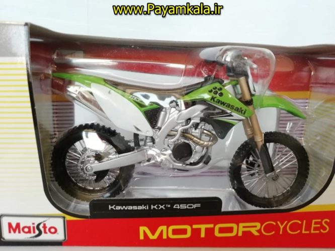 (سایز بزرگ) ماکت فلزی موتورسیکلت کاوازاکی (KAWASAKI KX 450F BY MAISTO)(1/12)