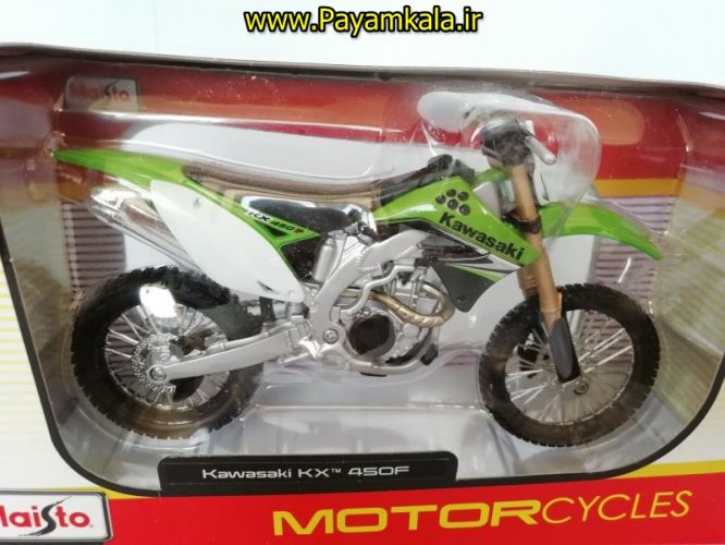 (سایز بزرگ) ماکت فلزی موتورسیکلت کاوازاکی (KAWASAKI KX 450F BY MAISTO)(1/12)