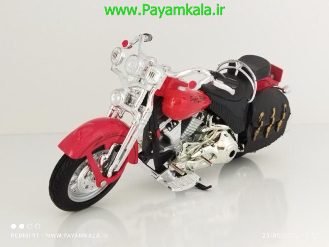 (سایز بزرگ) ماکت فلزی موتورسیکلت طرح هارلی دیویدسون (Harley Davidson Motor by HAIXING)(1/12) رنگ قرمز