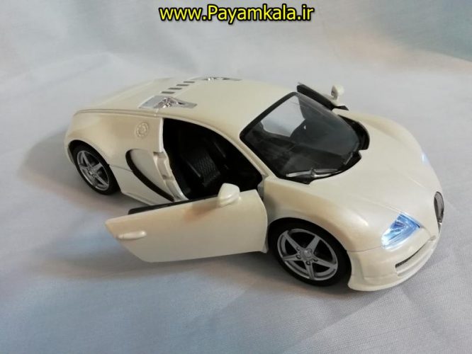 (موزیکال-چراغدار)ماکت فلزی عقب کش بوگاتی ویرون بزرگ (1:24) (Bugatti Veyron)