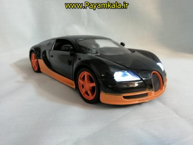 (موزیکال-چراغدار)ماکت فلزی عقب کش بوگاتی ویرون بزرگ (1:24) (Bugatti Veyron)